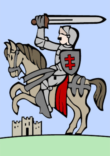 Dessin d'un chevalier sur la coline