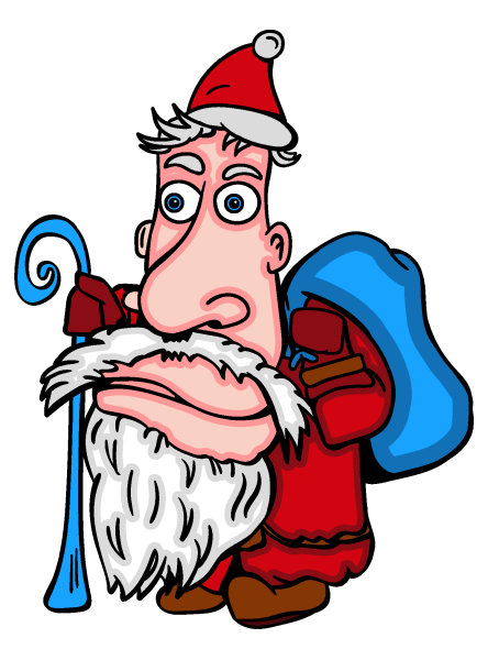 Dessin du Pre Nol portant son sac de cadeaux