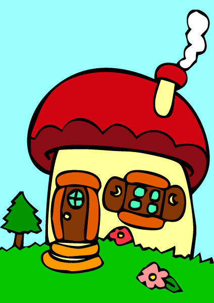 Une maison champignon de schtroumpf