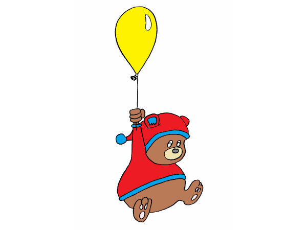 Dessin d'un ourson accroch  un ballon